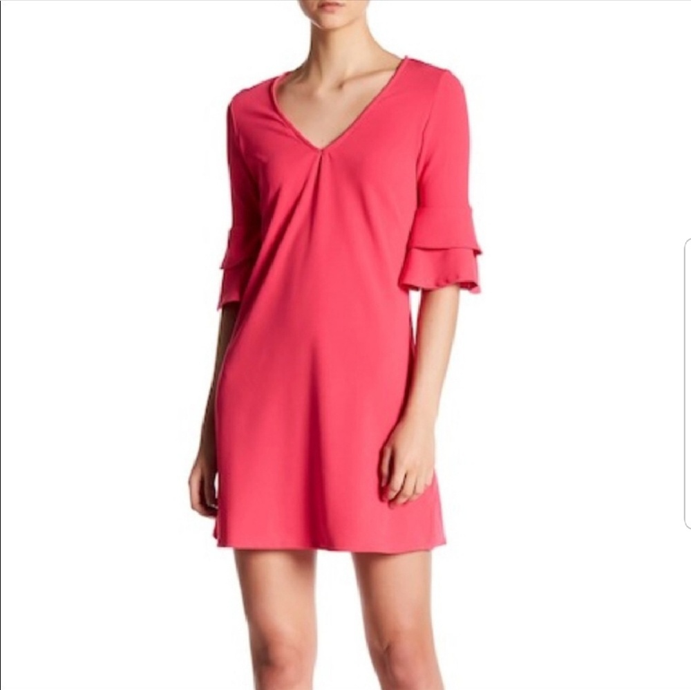NWT The Vanity room coral semi-bell sleeve dress L